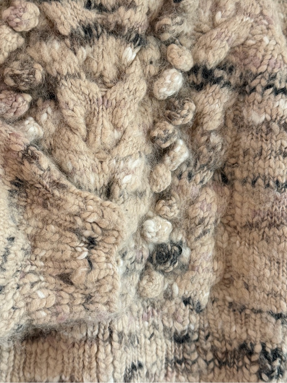 St. Roche Luna 100% Alpaca Handknit Cable Balloon Sleeve Sweater XS - Picture 4 of 8